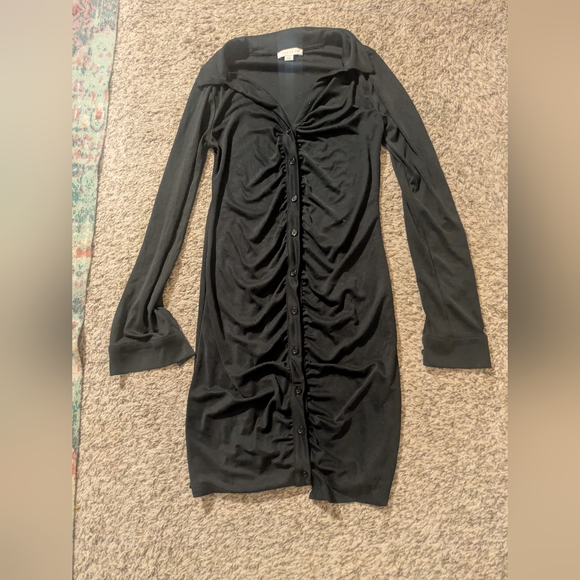 Top Shop Long Sleeve Button Down Fitted Shirt Dress - Picture 4 of 7